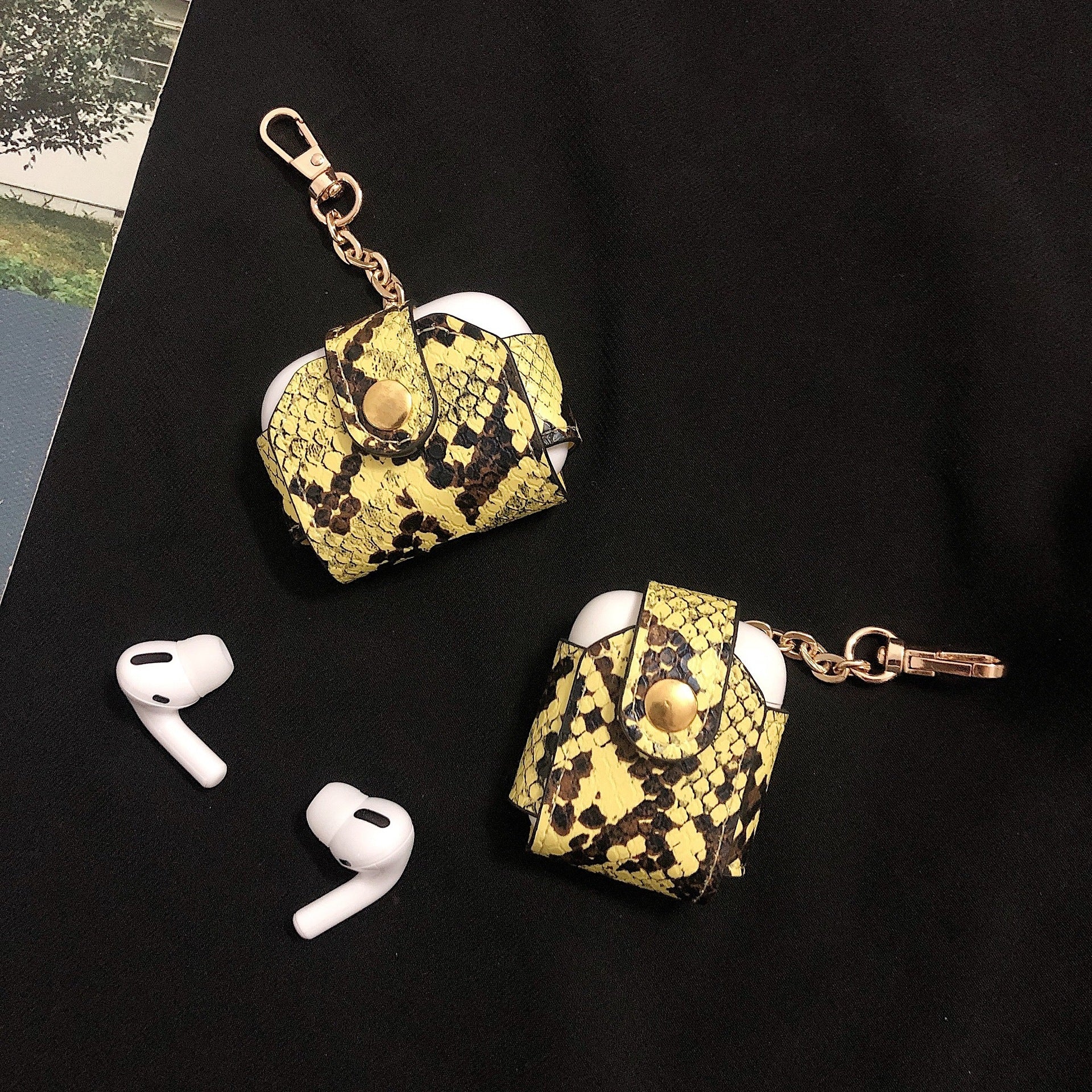 Kompatibel med Apple, skyddande fodral för airpods med ormskinnsmönster