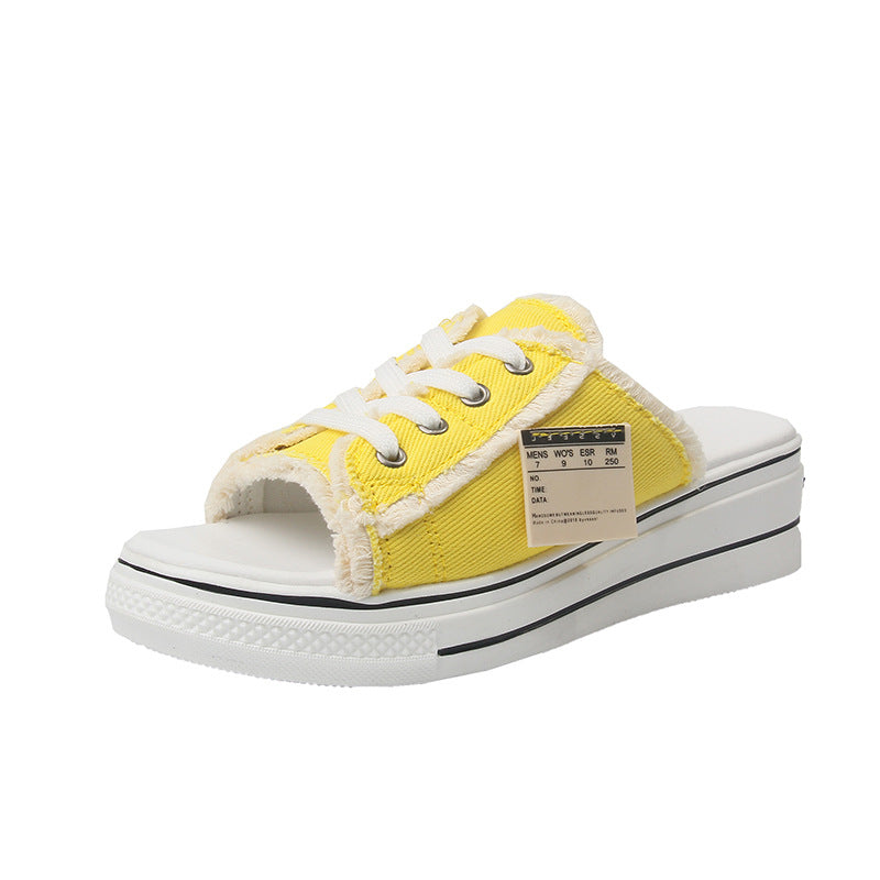 Lazy casual high cloth slippers