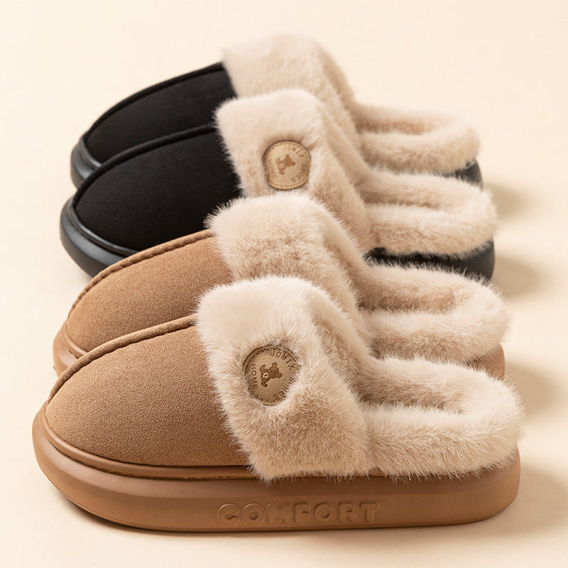 Nuevas pantuflas de felpa para mujer y hombre, cálidas para invierno, para casa, zapatos de interior de forro polar con suela gruesa