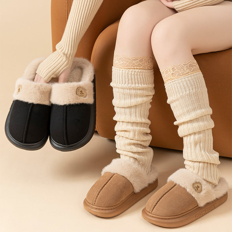 Nuevas pantuflas de felpa para mujer y hombre, cálidas para invierno, para casa, zapatos de interior de forro polar con suela gruesa