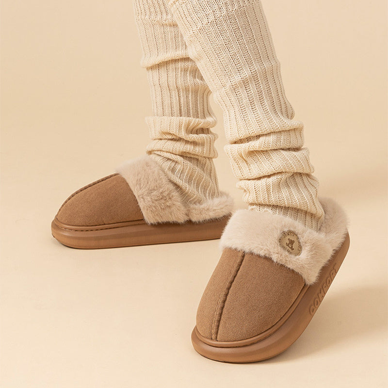 Nuevas pantuflas de felpa para mujer y hombre, cálidas para invierno, para casa, zapatos de interior de forro polar con suela gruesa