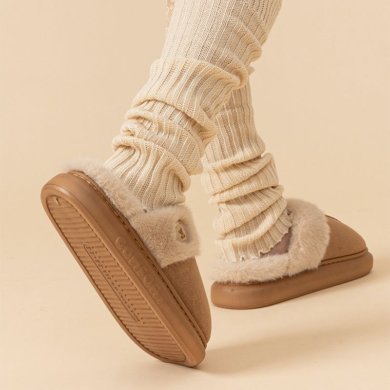 Nuevas pantuflas de felpa para mujer y hombre, cálidas para invierno, para casa, zapatos de interior de forro polar con suela gruesa