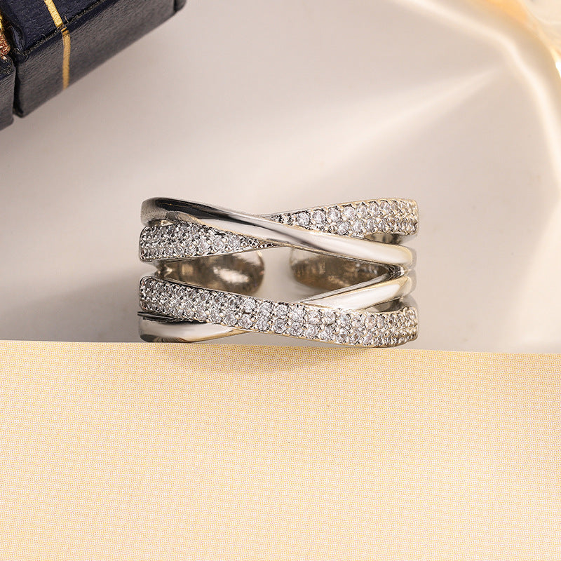 Double-layer X-shaped Adjustable Open Ring For Women