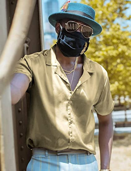 Camisa casual de manga corta para hombre, estilo disco