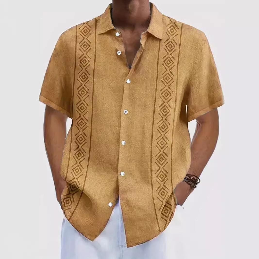 Simple Striped Element 3D Printing Stylish Cardigan Shirt