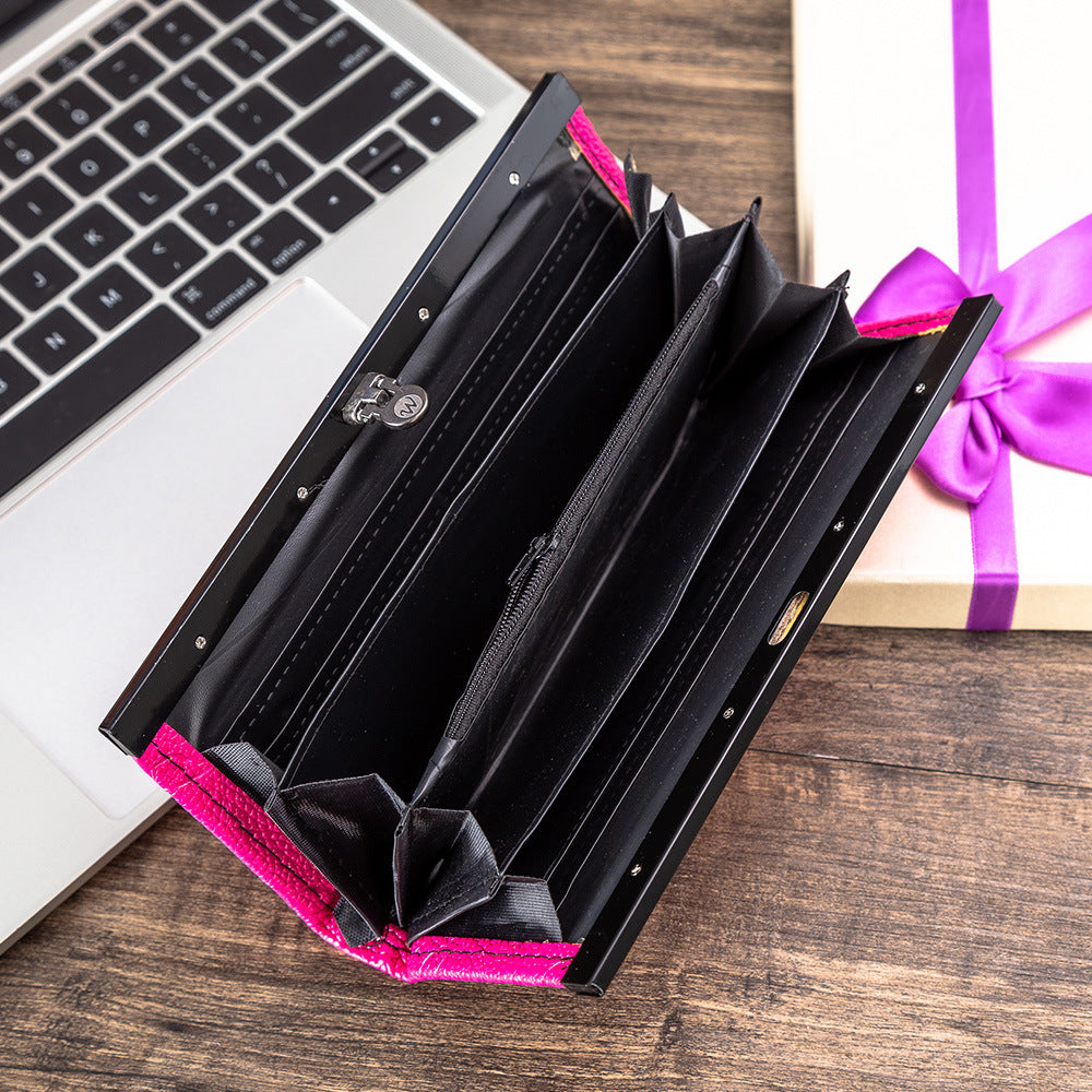 Elegant damset med kvartsarmbandsur och plånbok i presentbox