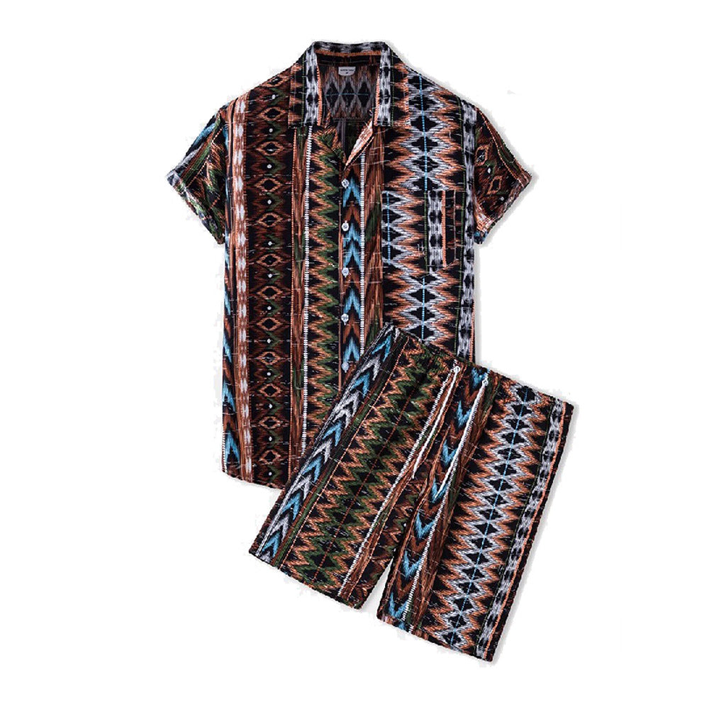 Traje corto de camisa hawaiana para hombre