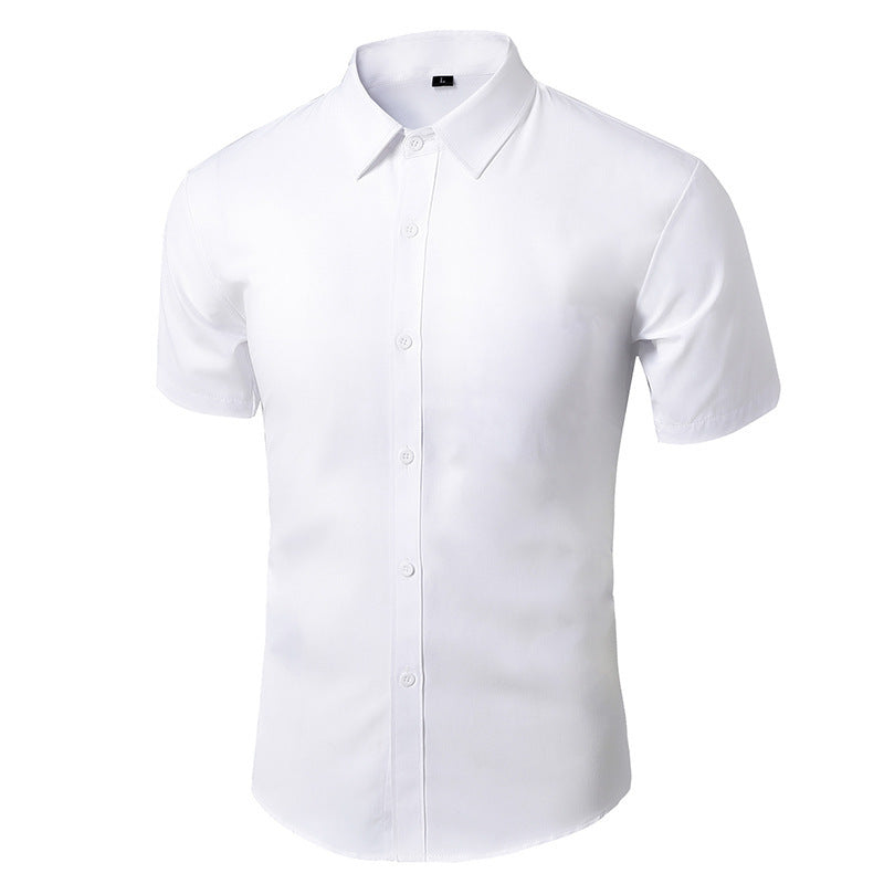 Camisa de traje casual versátil de color liso para hombre