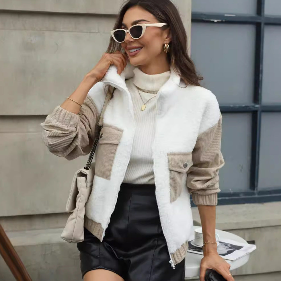 Naisten Fleece-tilkkuinen Ribbikangastakki, Löysä Neuletakki