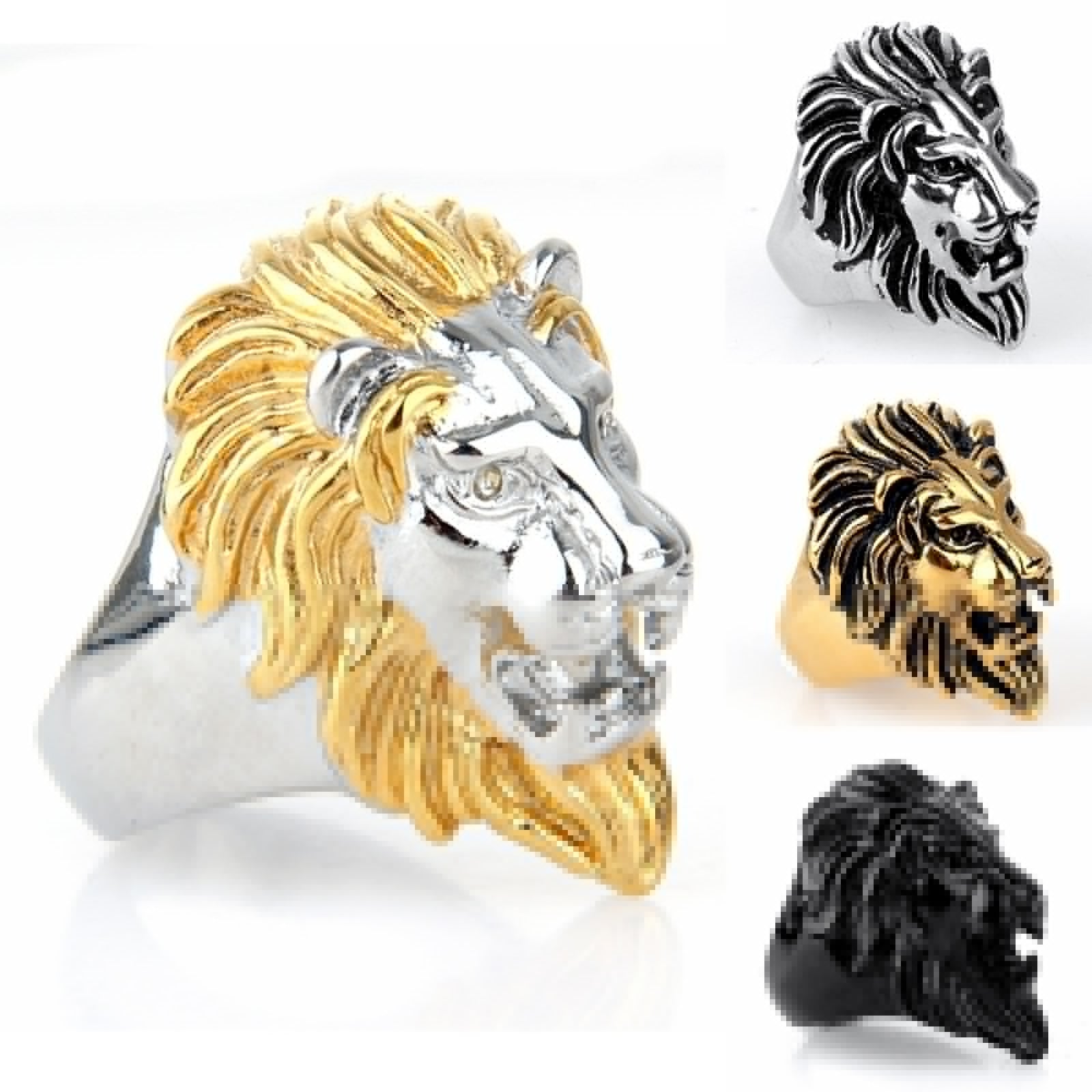 Personality Punk Lion Head Ring Men