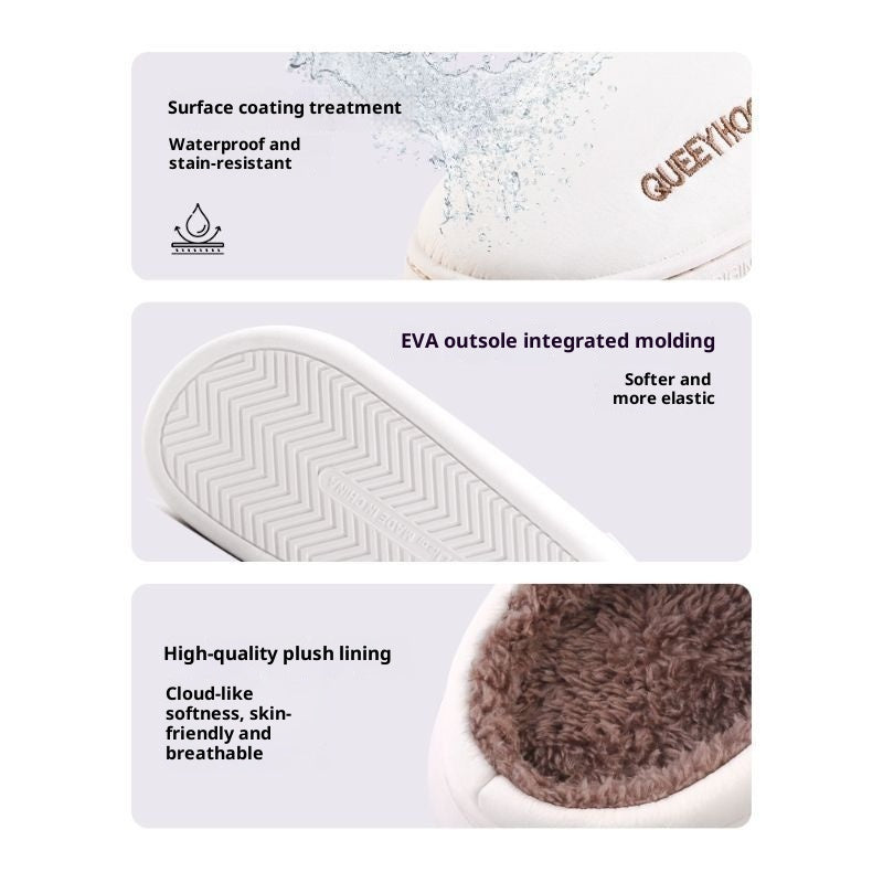 Winter Cotton Waterproof Outdoor Slippers Home Non-slip Winter Fleece-lined Men's Platform