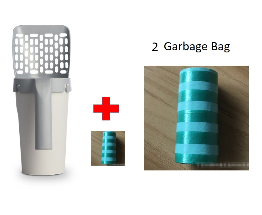 Denna integrerade spade för kattsand är designad för att göra rengöringen av kattlådan enklare och mer hygienisk.