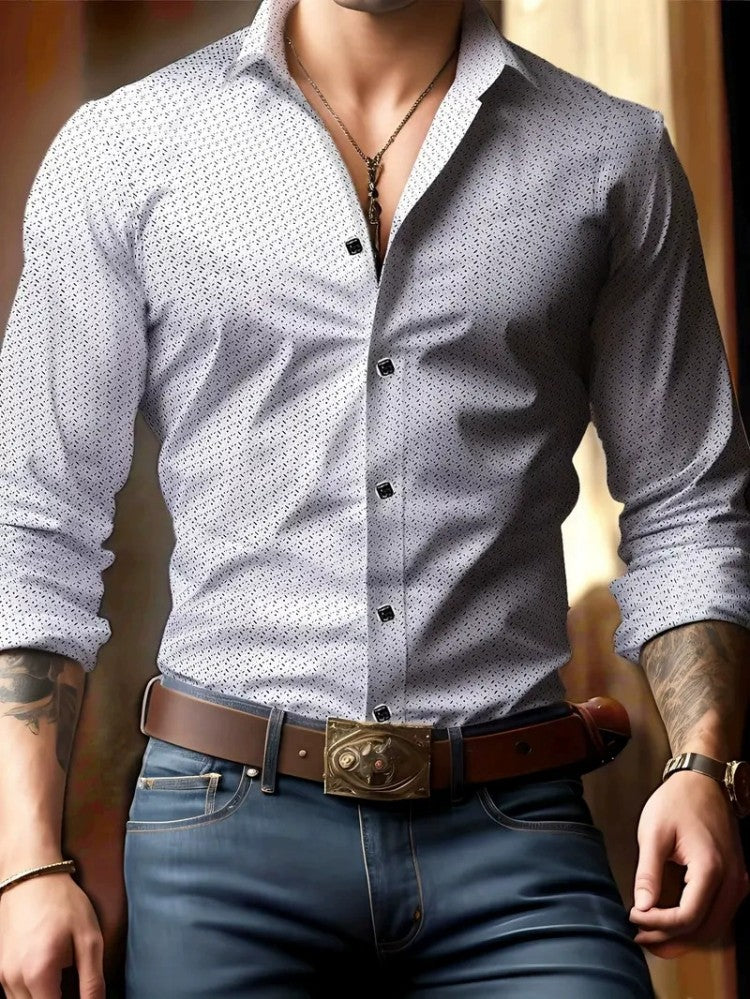 Camisa de manga larga 3D estampada para hombre, estilo casual y personalizado, tendencia europea y americana, para primavera y otoño