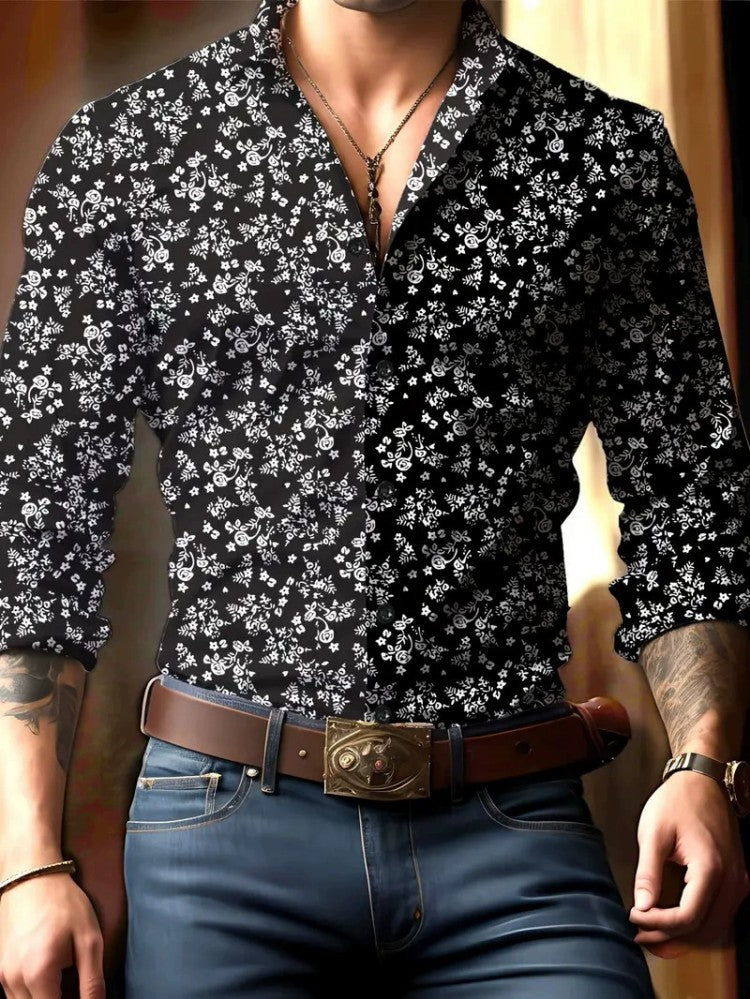 Camisa de manga larga 3D estampada para hombre, estilo casual y personalizado, tendencia europea y americana, para primavera y otoño