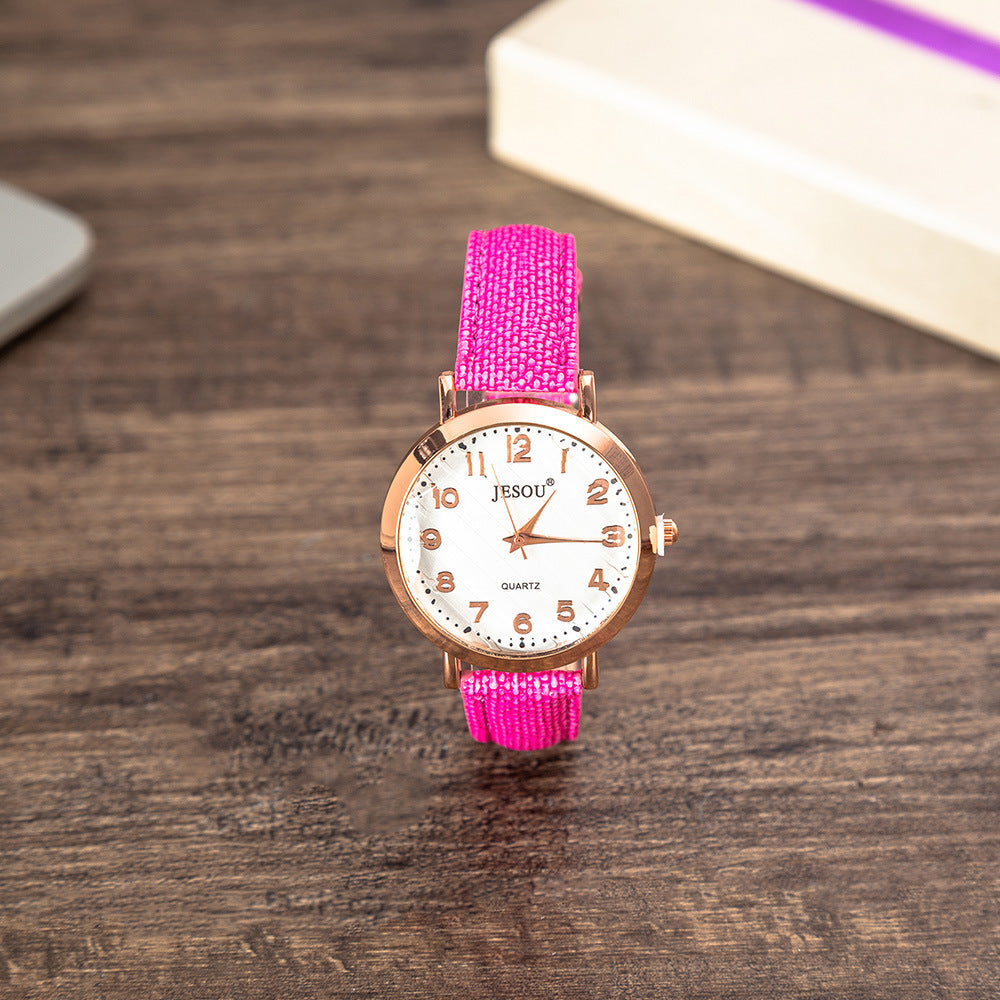 Elegant damset med kvartsarmbandsur och plånbok i presentbox