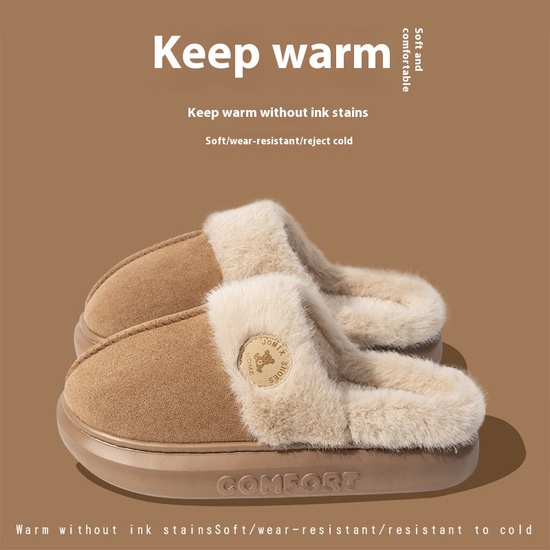 Nuevas pantuflas de felpa para mujer y hombre, cálidas para invierno, para casa, zapatos de interior de forro polar con suela gruesa