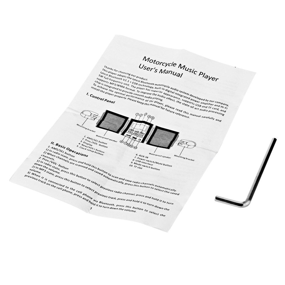 Motorcykel MP3-musikspelare Högtalare Motorcykel Bluetooth Stereohögtalare FM-radio Vattentät Justerbar Fäste Ljudspelare 