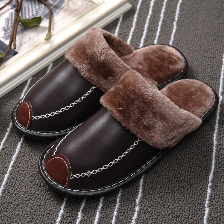 Pantuflas de lana cálidas para interior, con suela gruesa