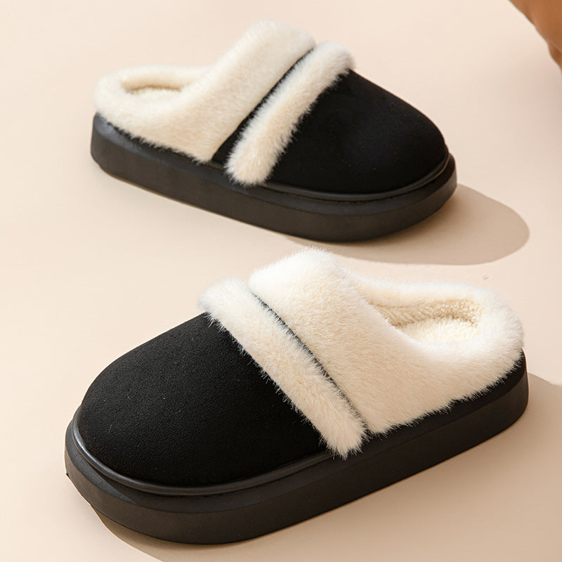 Pantuflas de algodón para mujer con suela gruesa antideslizantes para interior