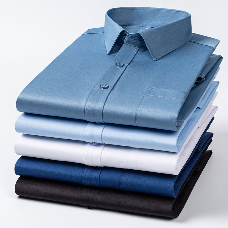 Fashion High-Elastic Ice Silk Men's Short-Sleeve Shirt