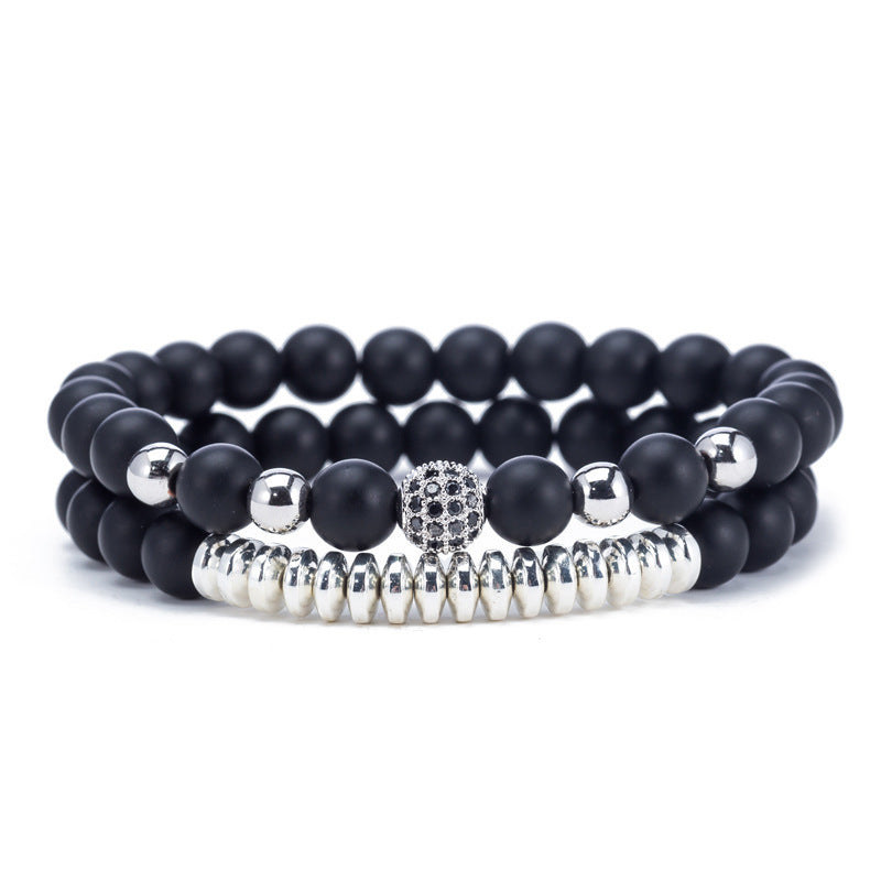 Naturstensarmband med mikroinläggning av zirkon