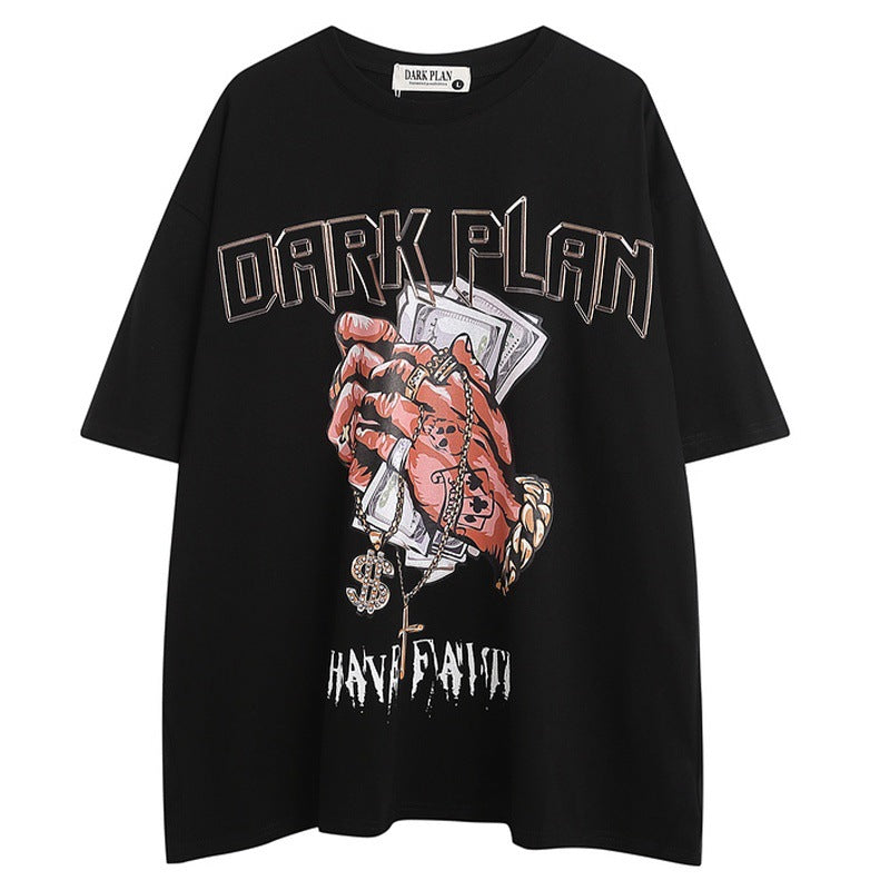 Camiseta nueva casual de hip hop con cuello redondo y media manga