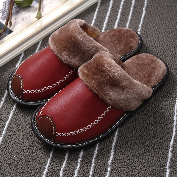 Pantuflas de lana cálidas para interior, con suela gruesa