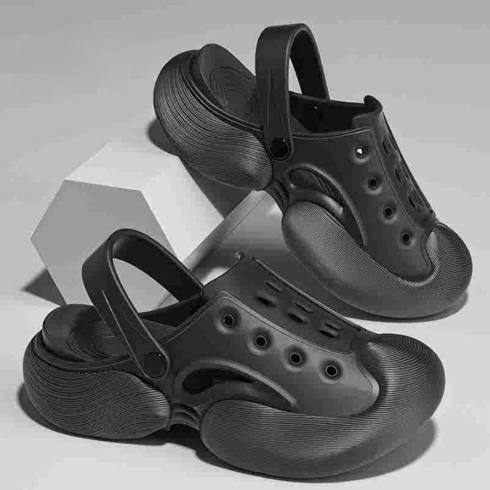 Geschlossene Outdoor-Slipper für den Sommer, Plateausohle, höhenverlängernd, rutschfest, trendige Lochschuhe für Damen und Herren