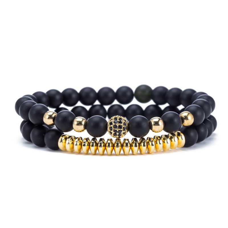 Naturstensarmband med mikroinläggning av zirkon