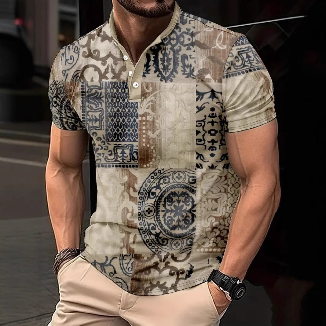 Men's 3D Camouflage-Printed Casual Sports Short-Sleeve Shirt