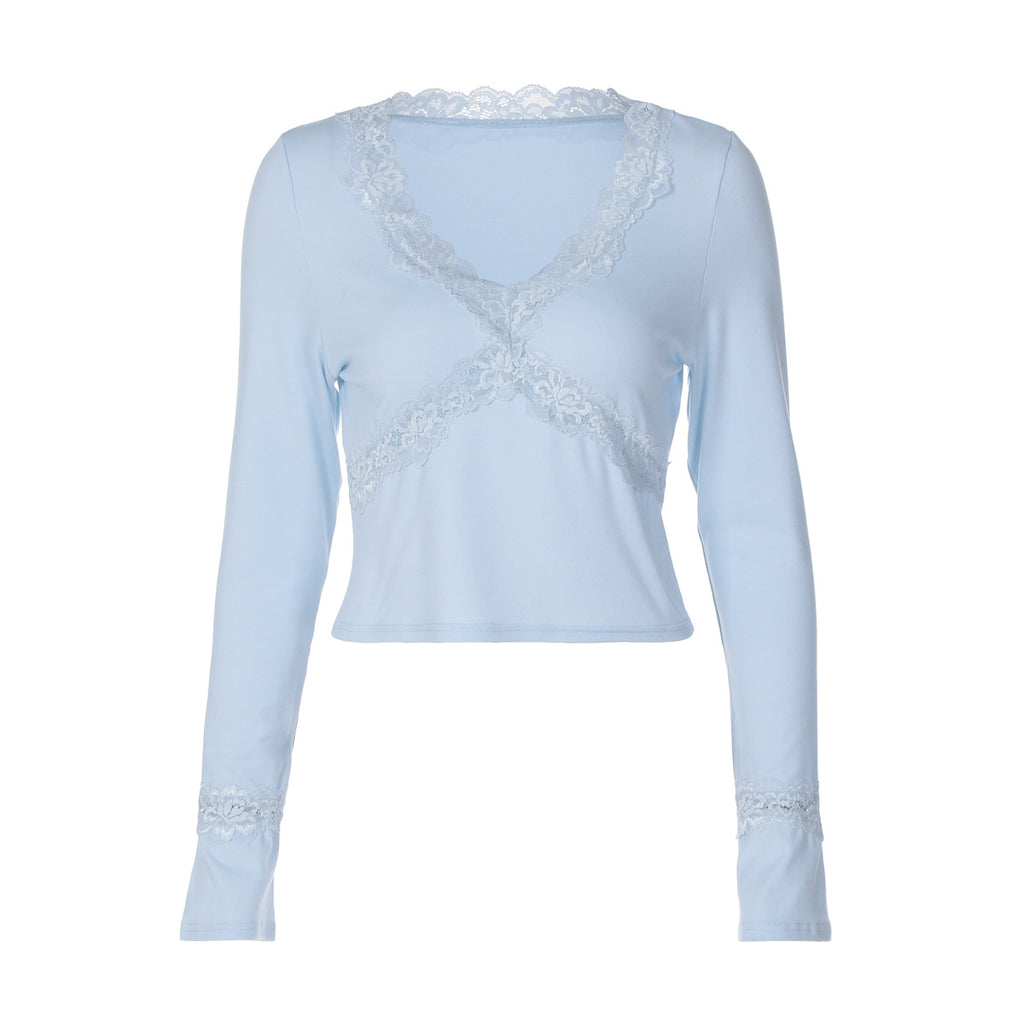 Pitsinen Näennäiskaksiosainen Pitkähihainen T-paita Naisille