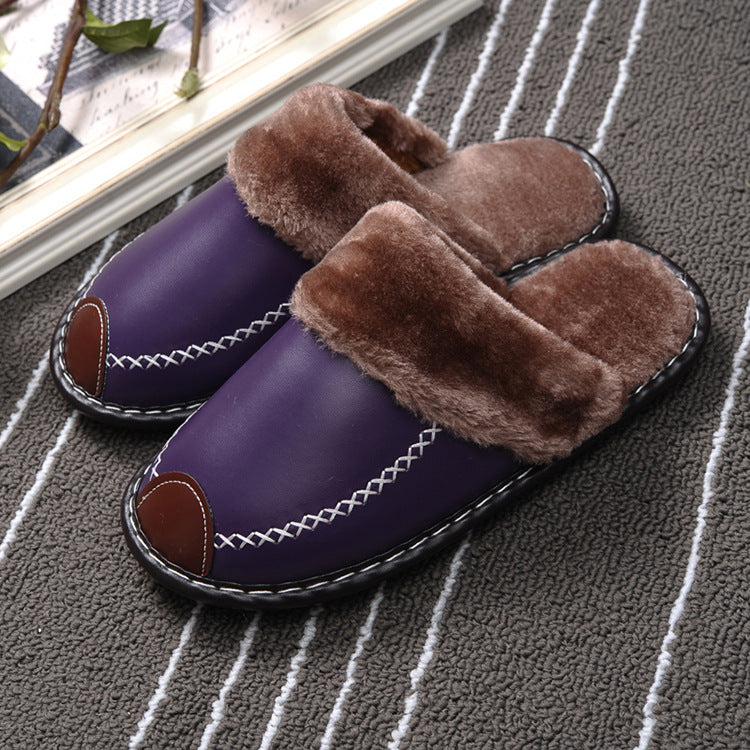 Pantuflas de lana cálidas para interior, con suela gruesa
