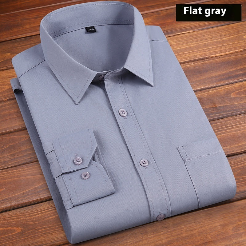 Camisa De Negocios Lisa De Hombre, Holgada Y Sin Planchado