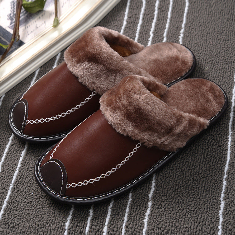Pantuflas de lana cálidas para interior, con suela gruesa