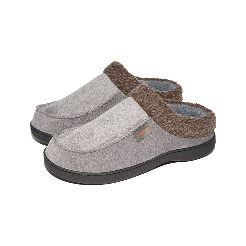 Zapatillas de algodón antideslizantes para hombre, cálidas, de felpa y forradas de fleece, engrosadas para casa en invierno