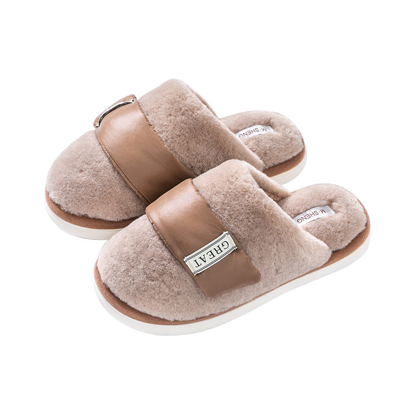 Zapatillas peludas Hook para mujer, otoño/invierno, para casa, con terciopelo, cálidas, para parejas, de algodón
