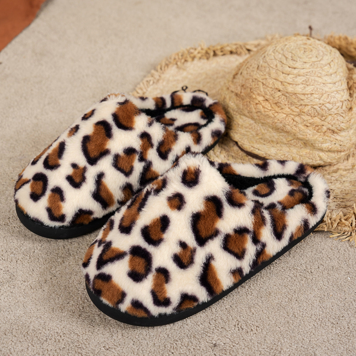 Pantuflas De Algodón Con Diseño De Leopardo A La Moda