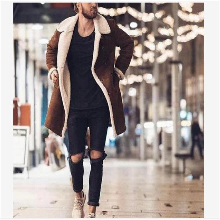 Winter Hot Style Faux Deerskin Polar Fleece Long Warm Coat