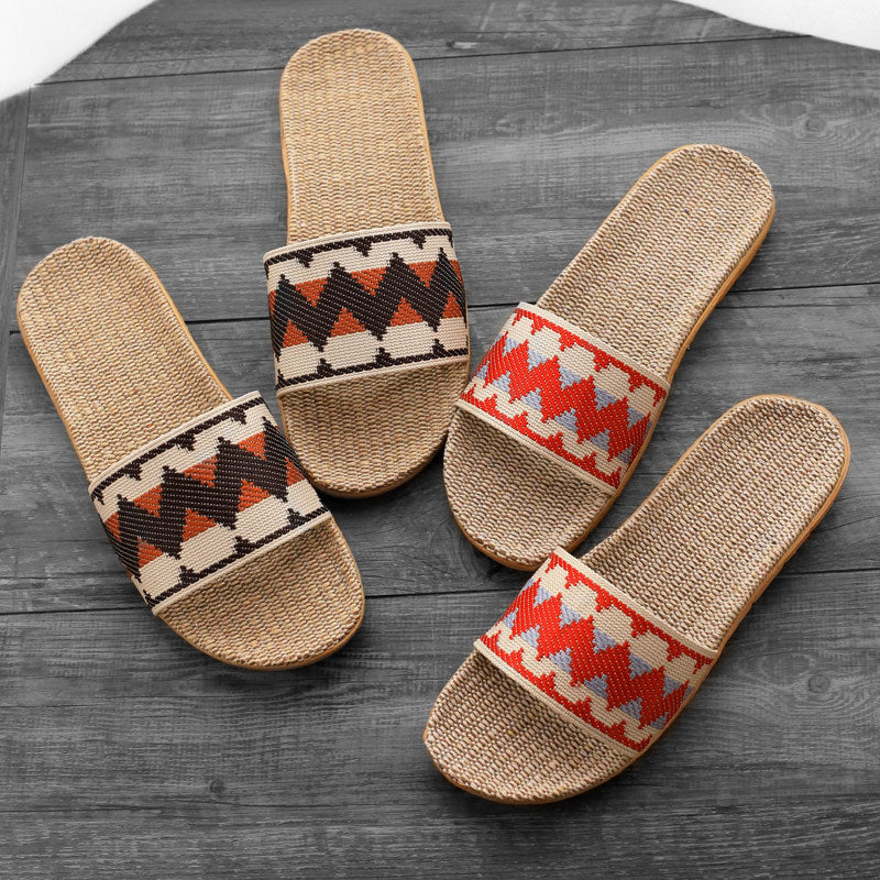 zapatillas de lino antideslizantes para interior