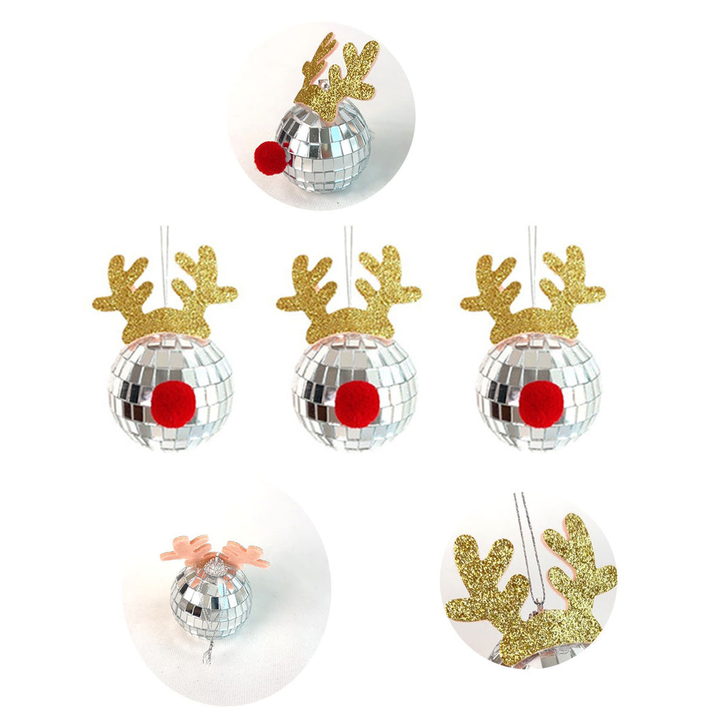 Un set de cinco bolas de Navidad brillantes con diseño de bola de espejo