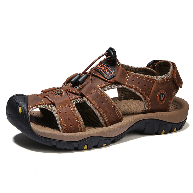 Outdoor-Herrensportsandalen aus Leder in großen Größen