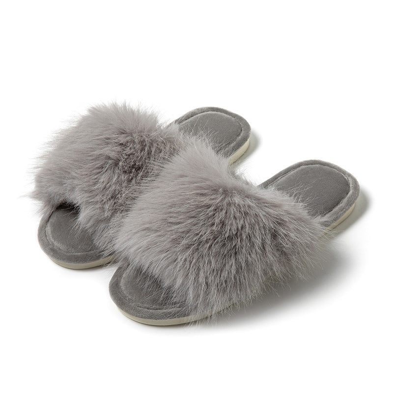 Pantuflas abiertas de algodón para mujer, afelpadas para casa