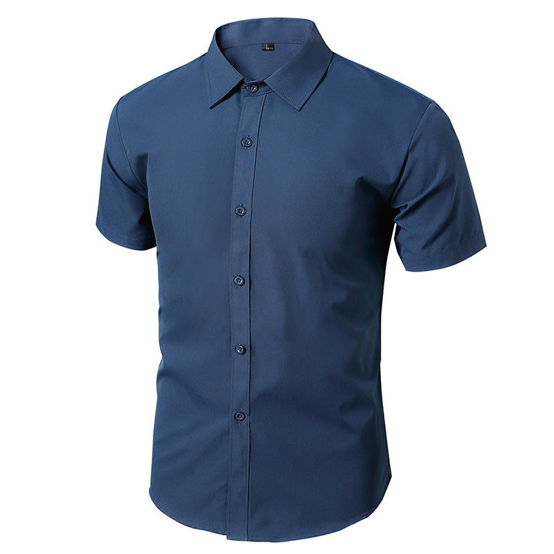 Camisa de traje casual versátil de color liso para hombre