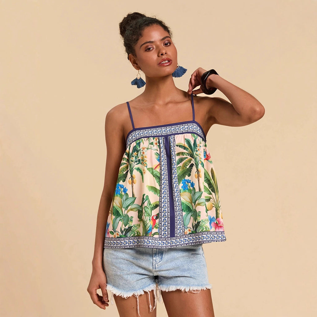 Camisole imprimée chic coupe ample décontractée pour femme