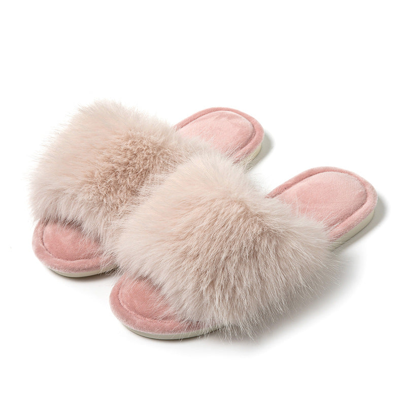 Pantuflas abiertas de algodón para mujer, afelpadas para casa