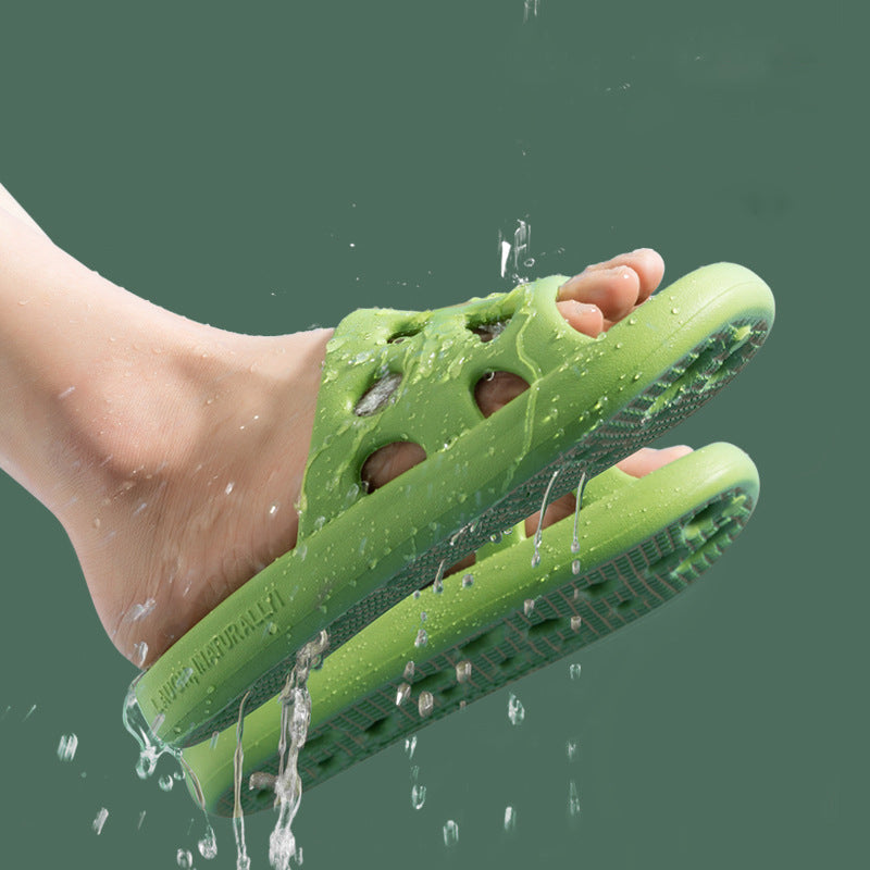 Sandalias de plástico huecas antideslizantes para interior, baño e inodoro, con drenaje de agua