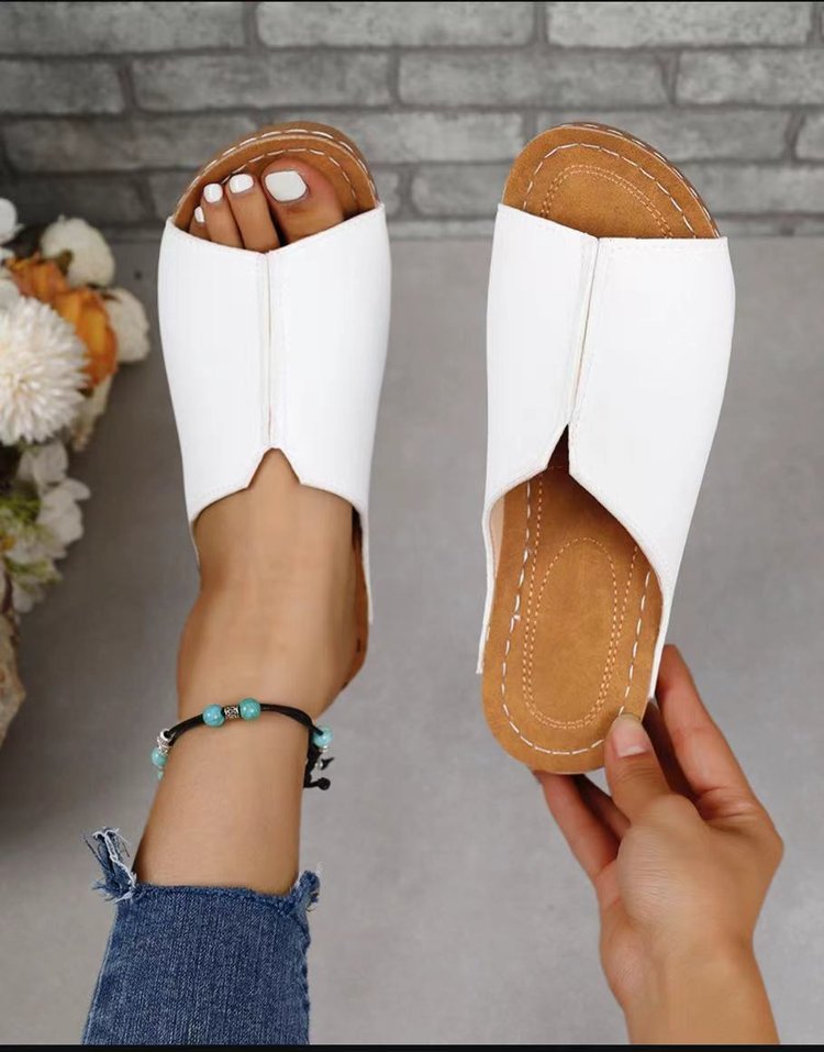 Wedge Platform Peep-Toe Slippers Women's Muffin Plus Size Sandals