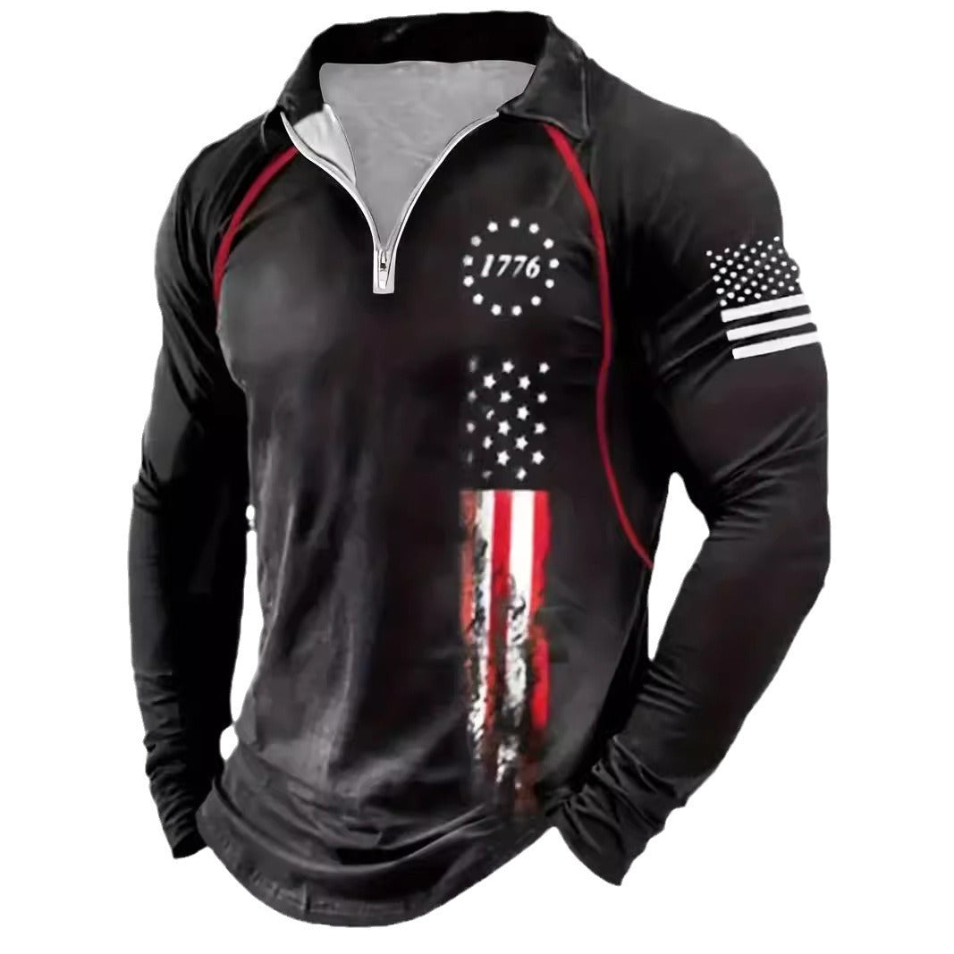 Polo deportivo de manga larga con cremallera para hombre