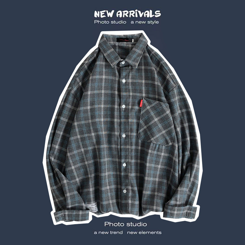 Abrigo retro de cuadros para hombre, holgado y de moda