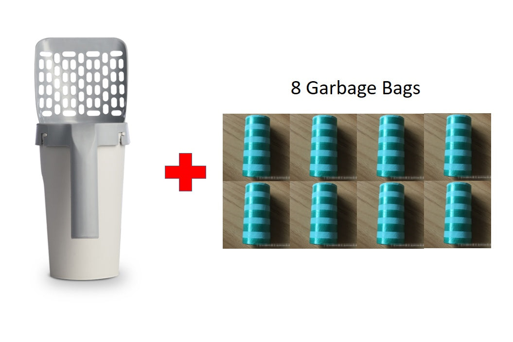 Denna integrerade spade för kattsand är designad för att göra rengöringen av kattlådan enklare och mer hygienisk.